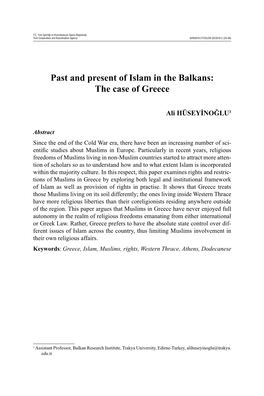 Past and Present of Islam in the Balkans: the Case of Greece