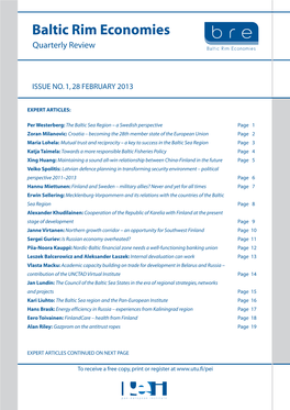 Baltic Rim Economies Quarterly Review