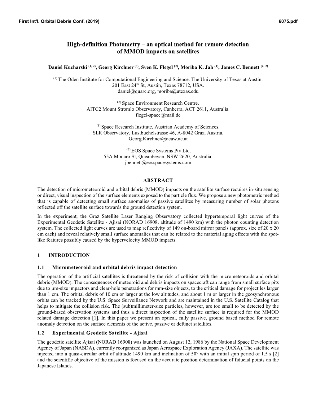 High-Definition Photometry – an Optical Method for Remote Detection of MMOD Impacts on Satellites