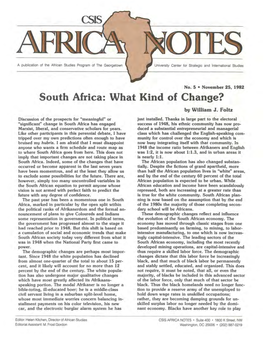 South Africa: What Kind of Change? by William J