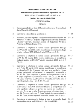 1 DEZBATERI PARLAMENTARE Parlamentul Republicii Moldova De