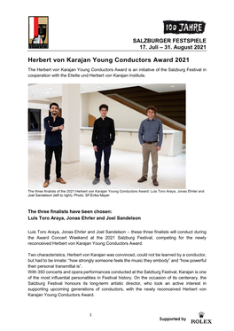 Herbert Von Karajan Young Conductors Award 2021