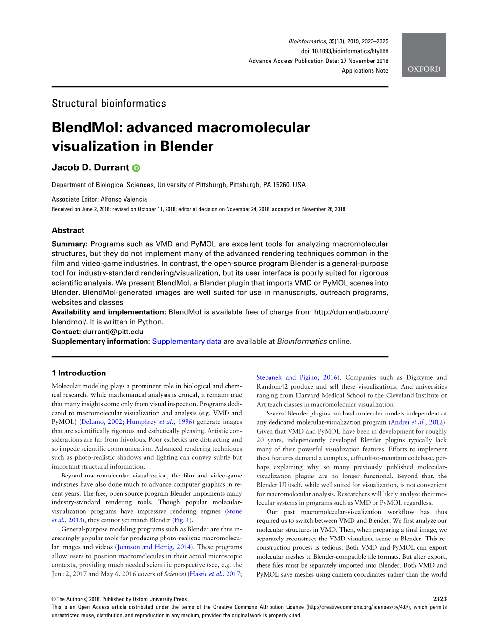Blendmol: Advanced Macromolecular Visualization in Blender Jacob D