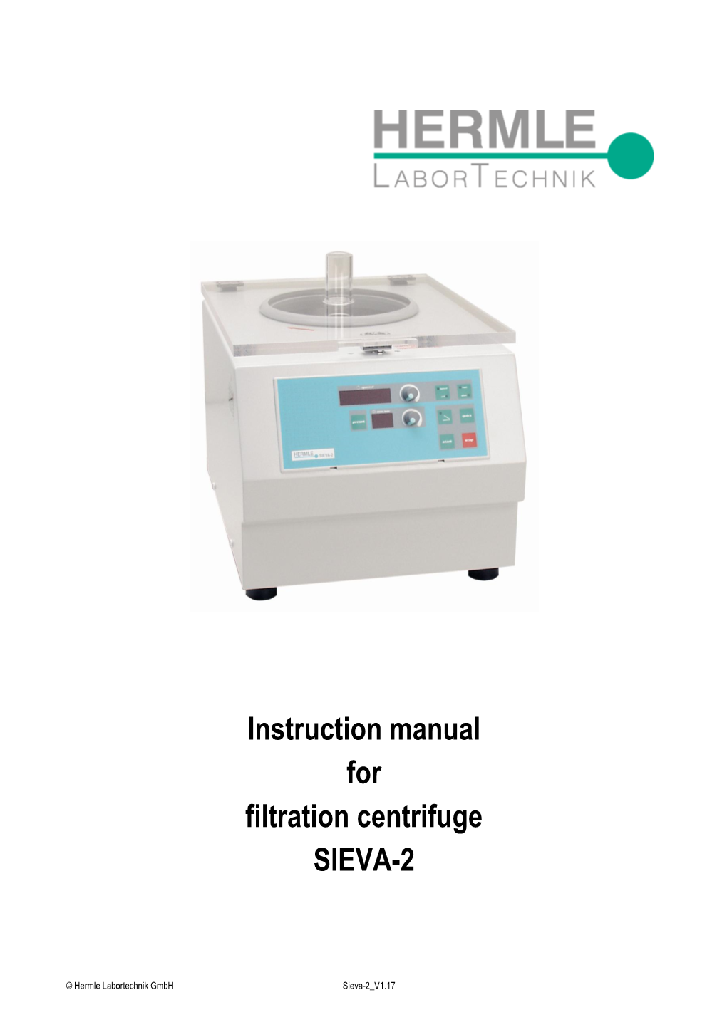 Instruction Manual for Filtration Centrifuge SIEVA-2