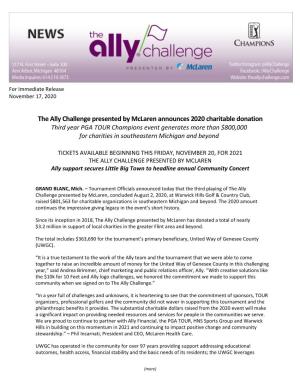 The Ally Challenge Presented by Mclaren Announces 2020