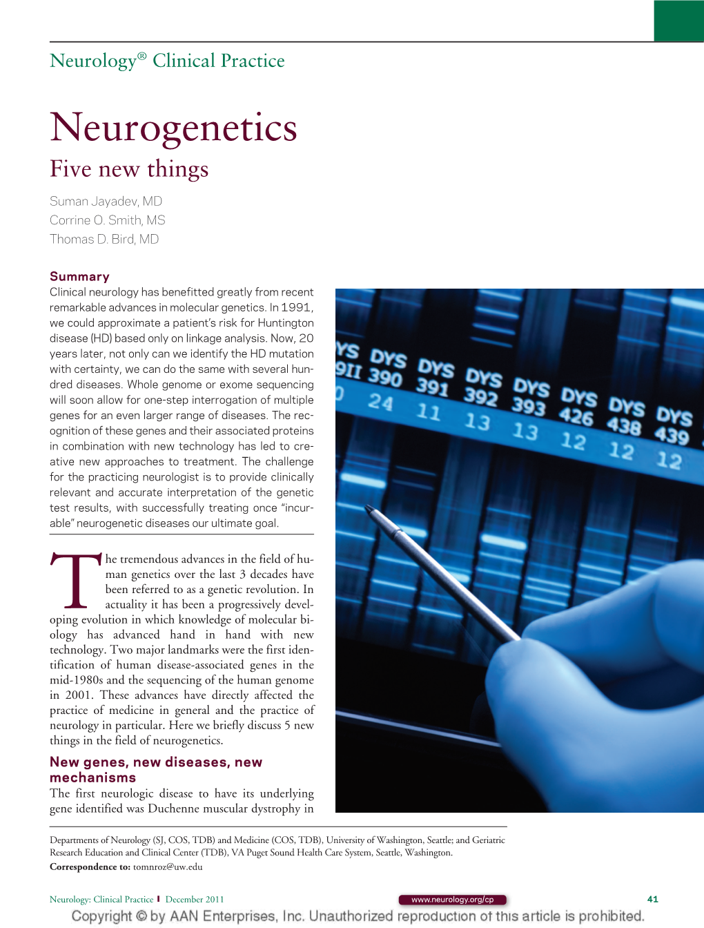 Neurogenetics Five New Things