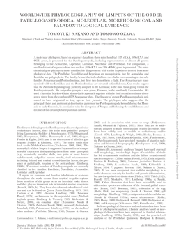 Worldwide Phylogeography of Limpets of the Order Patellogastropoda: Molecular, Morphological and Palaeontological Evidence