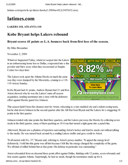 Kobe Bryant Helps Lakers Rebound - Lati…