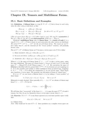 Chapter IX. Tensors and Multilinear Forms