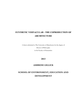 Synthetic Vernacular - the Coproduction of Architecture