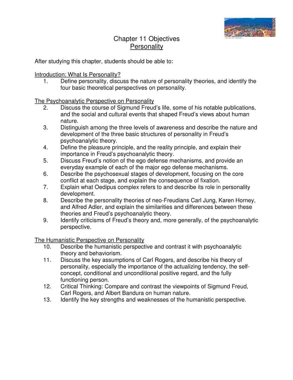 Chapter 11 Objectives Personality