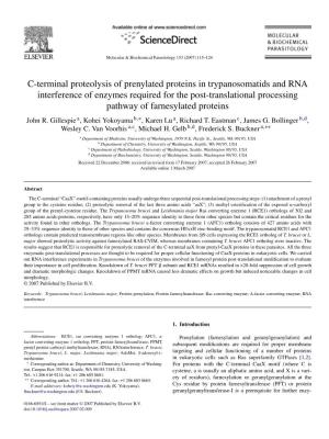 C-Terminal Proteolysis of Prenylated Proteins in Trypanosomatids And
