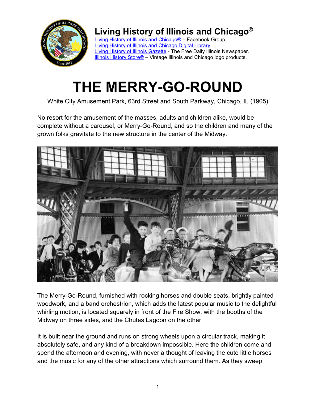 MERRY-GO-ROUND White City Amusement Park, 63Rd Street and South Parkway, Chicago, IL (1905)