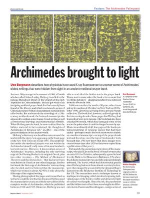 Archimedes Brought to Light