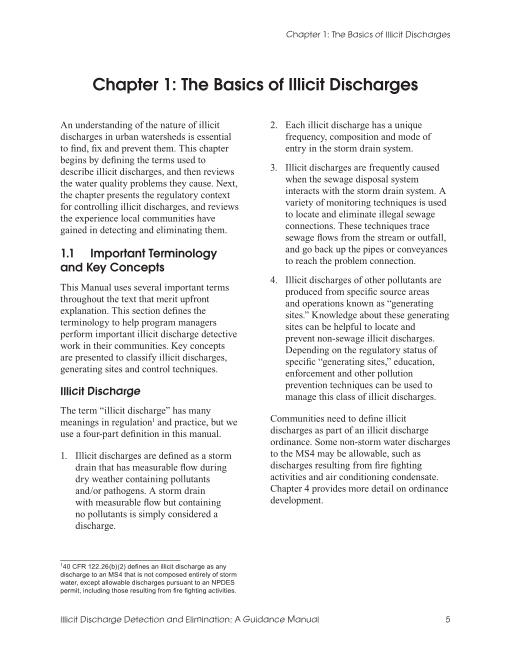 (IDDE) Guidance Manual: Chapter 1: the Basics of Illicit Discharges