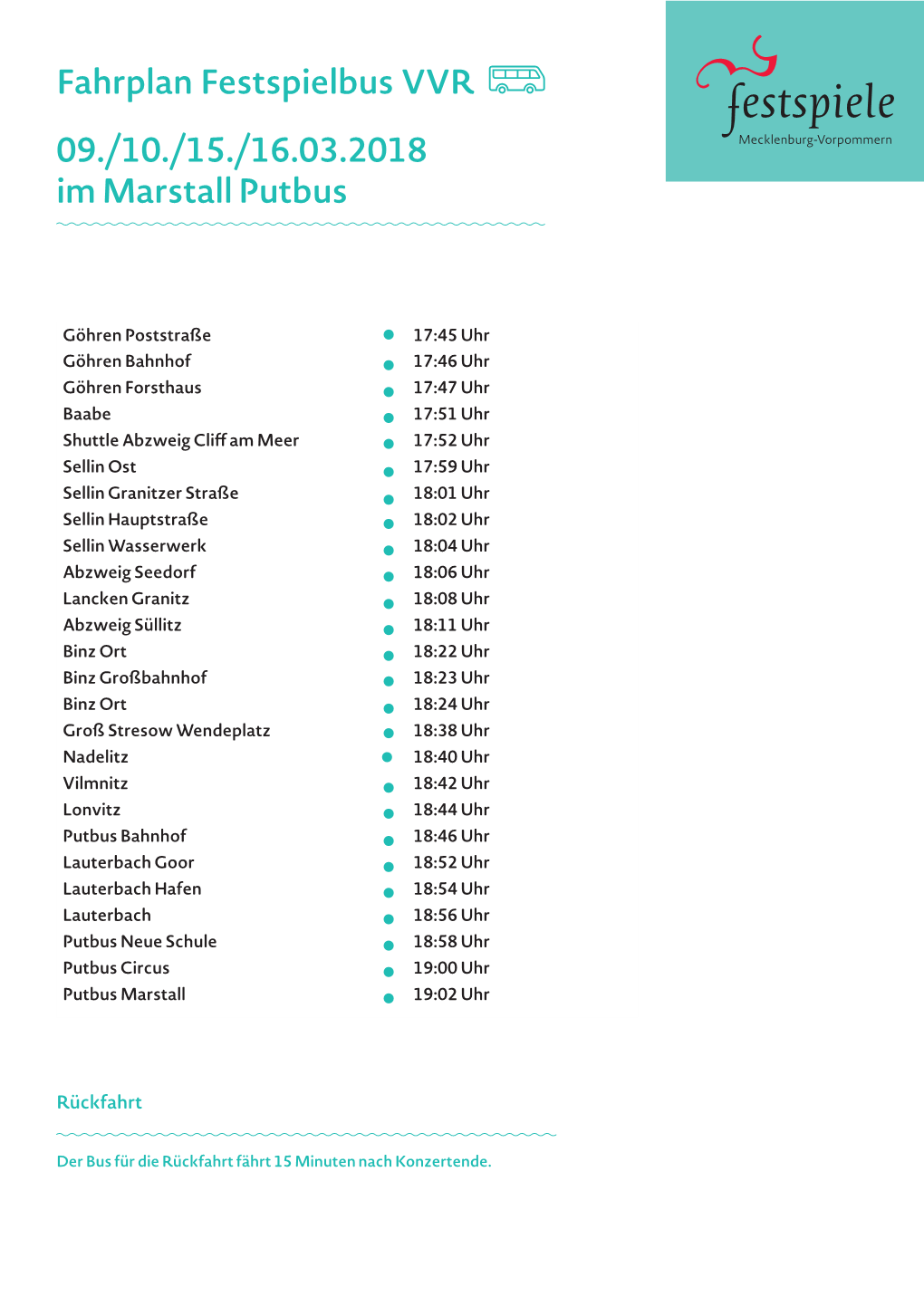 Fahrplan Festspielbus VVR 12.03.2018 Im Theater Putbus