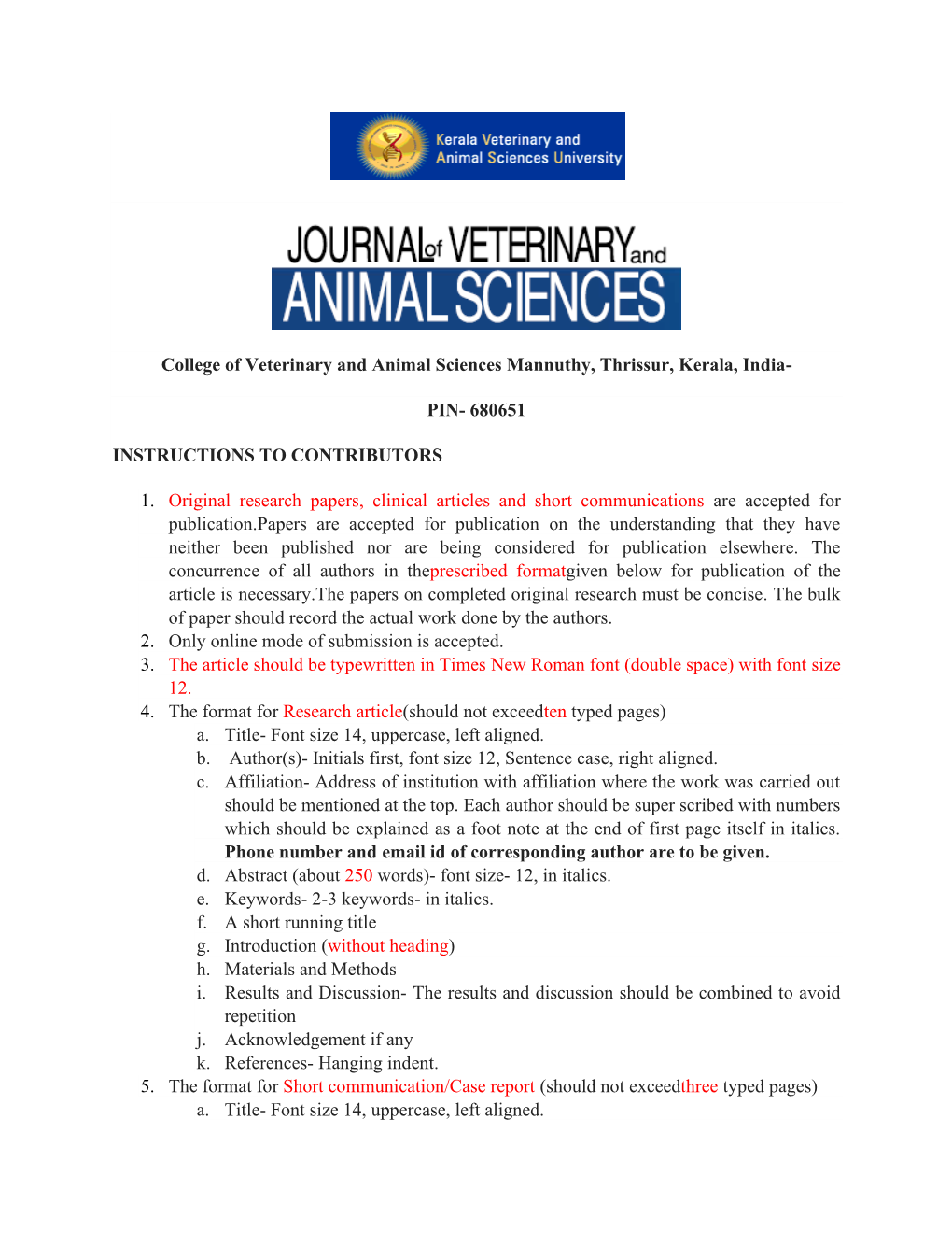 College of Veterinary and Animal Sciences Mannuthy, Thrissur, Kerala, India