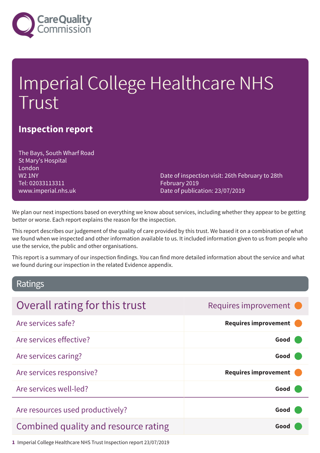 RYJ Imperial College Healthcare NHS Trust (26/02/2019)