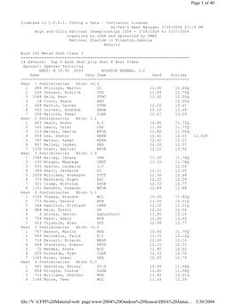 Classes of Boys Results and Team Scores