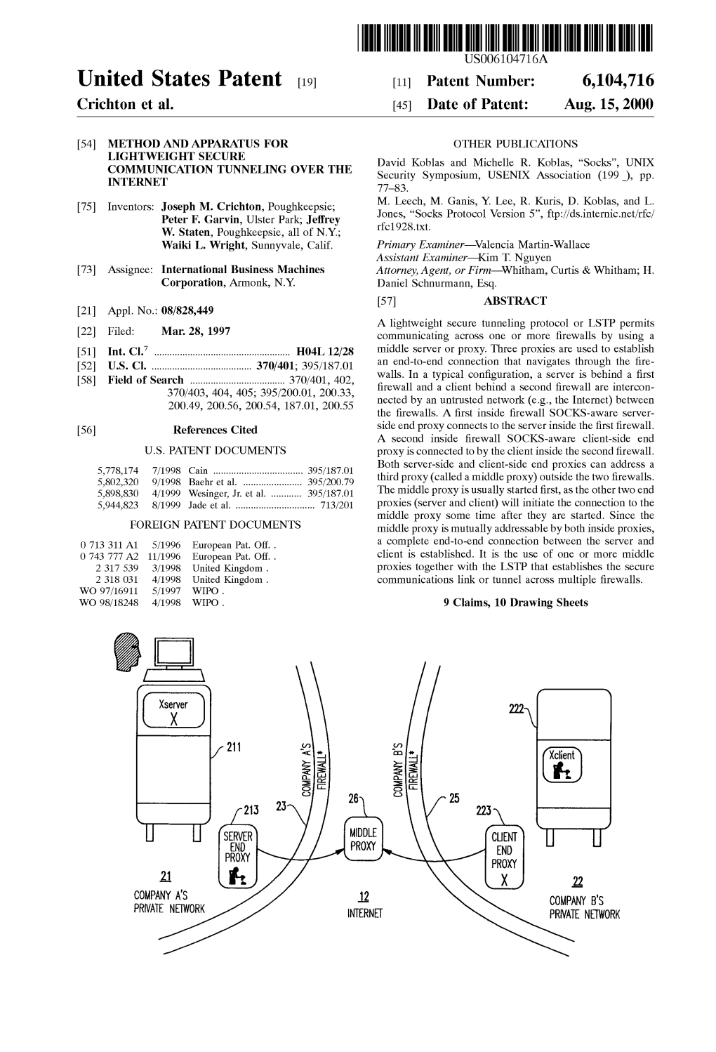 United States Patent (19) 11 Patent Number: 6,104,716 Crichton Et Al
