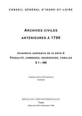 Archives Civiles Antérieures À 1790
