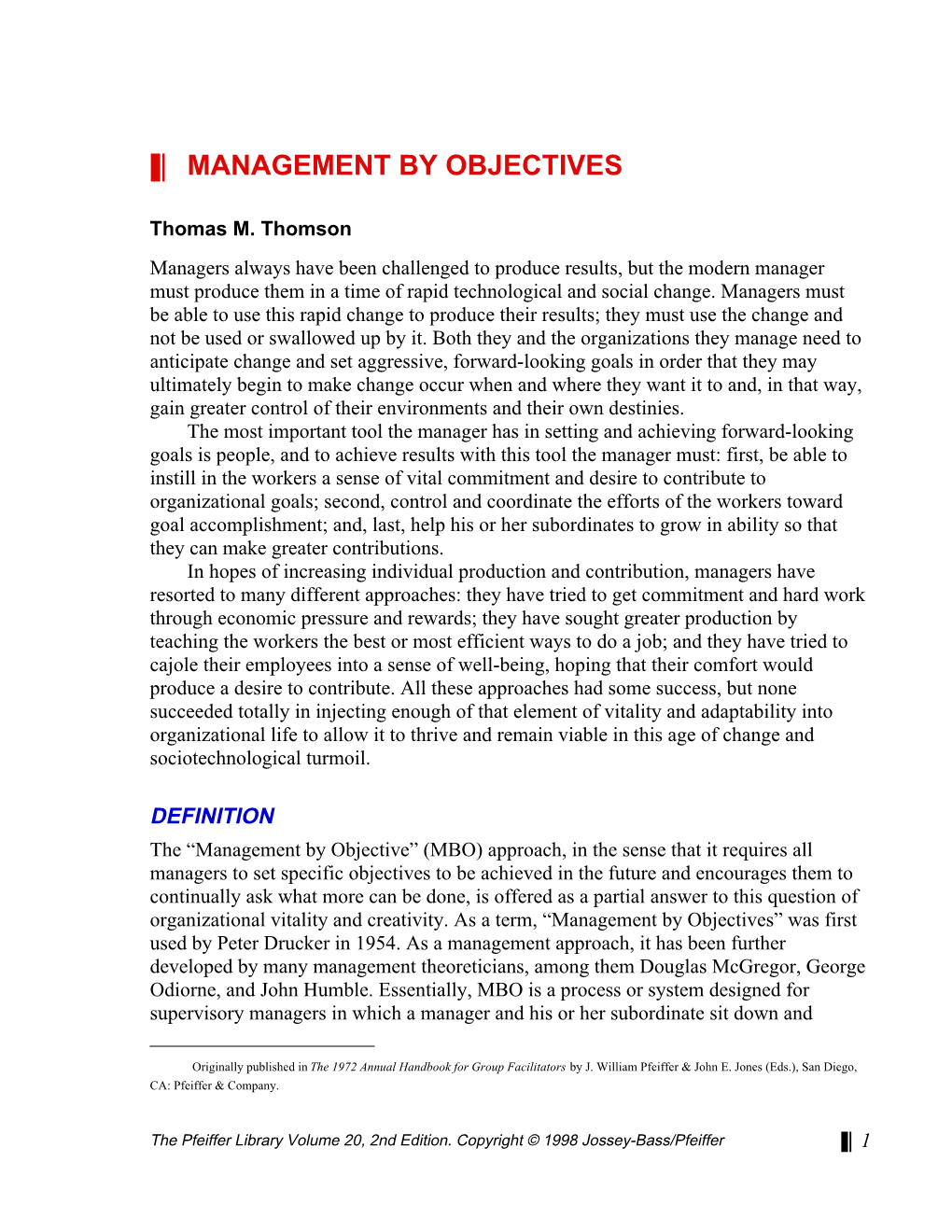 „‚ Management by Objectives