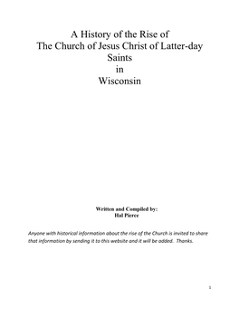 A History of the Rise of the Church of Jesus Christ of Latter-Day Saints in Wisconsin