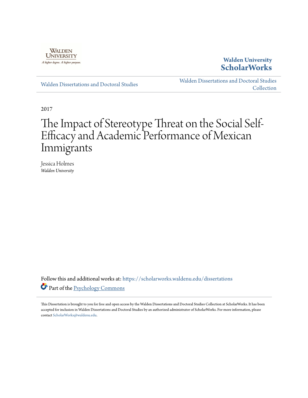 The Impact of Stereotype Threat on the Social Self-Efficacy and Academic Performance