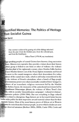 The Politics of Heritage St-Socialist Guinea
