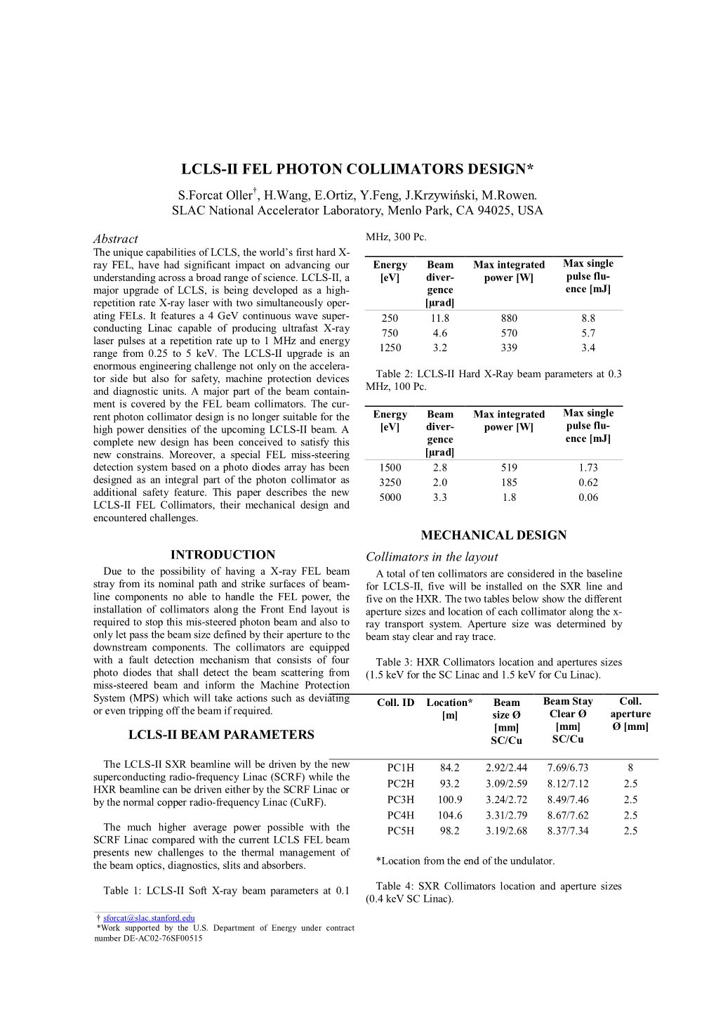 LCLS-II FEL PHOTON COLLIMATORS DESIGN* S.Forcat Oller†, H.Wang, E.Ortiz, Y.Feng, J.Krzywiński, M.Rowen