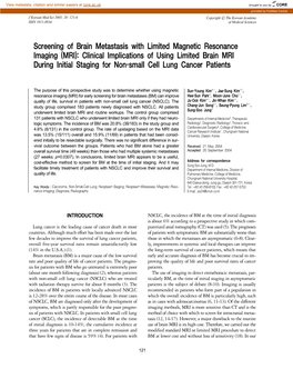 Screening of Brain Metastasis with Limited Magnetic Resonance Imaging