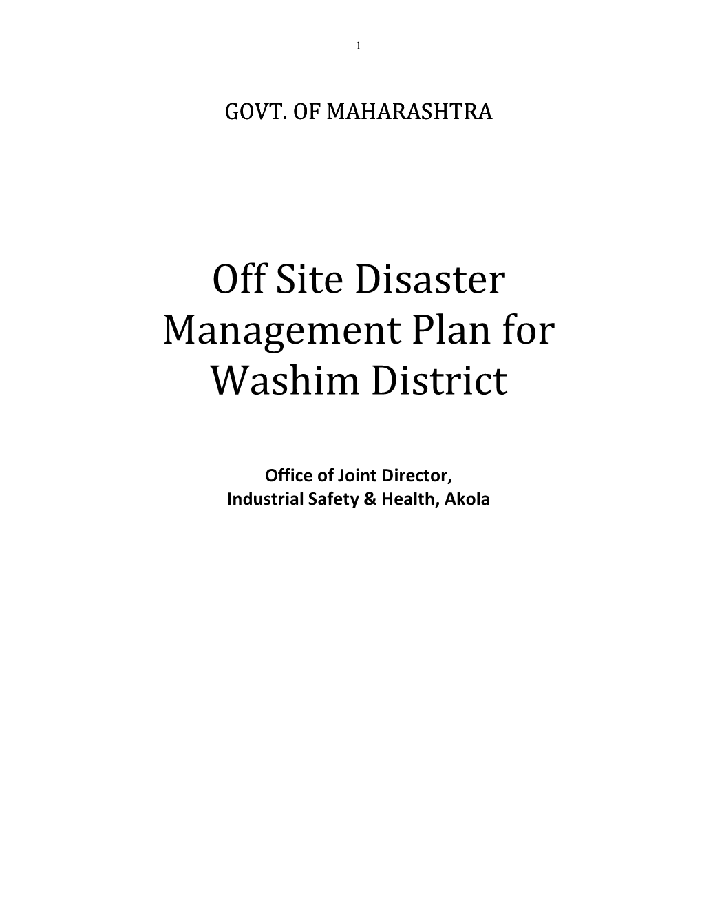 Off Site Disaster Management Plan for Washim District