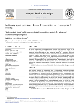 Multiarray Signal Processing: Tensor Decomposition Meets Compressed Sensing