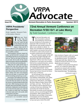 72Nd Annual Vermont Conference on Recreation 9/30-10/1 at Lake Morey