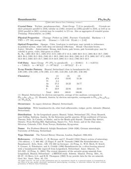 Baumhauerite Pb3as4s9 C 2001-2005 Mineral Data Publishing, Version 1