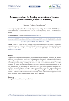 Porcellio Scaber, Isopoda, Crustacea) 313 Doi: 10.3897/Zookeys.457.6805 RESEARCH ARTICLE Launched to Accelerate Biodiversity Research