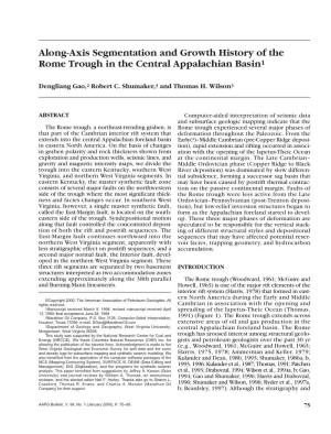 Along-Axis Segmentation and Growth History of the Rome Trough in the Central Appalachian Basin1