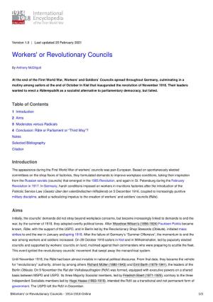Workers' Or Revolutionary Councils | International Encyclopedia of The