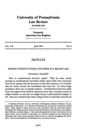Making Constitutional Doctrine in a Realist Age
