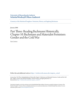Gender and the Cold War Sara Lennox