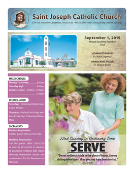 Saint Joseph Catholic Church 2704 33Rd Avenue West, Bradenton, Florida 34205 • 941.756.3732 • Email: Info@Sjcfl.Org • Website: Sjcfl.Org