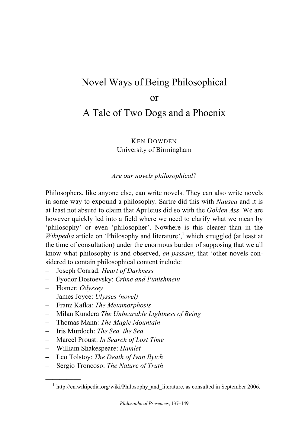 Philosophical Presences in the Ancient Novel