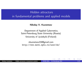 Hidden Attractors in Fundamental Problems and Applied Models