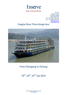 Yangtze River – Three Gorge Tour. from Chongqing to Yichang