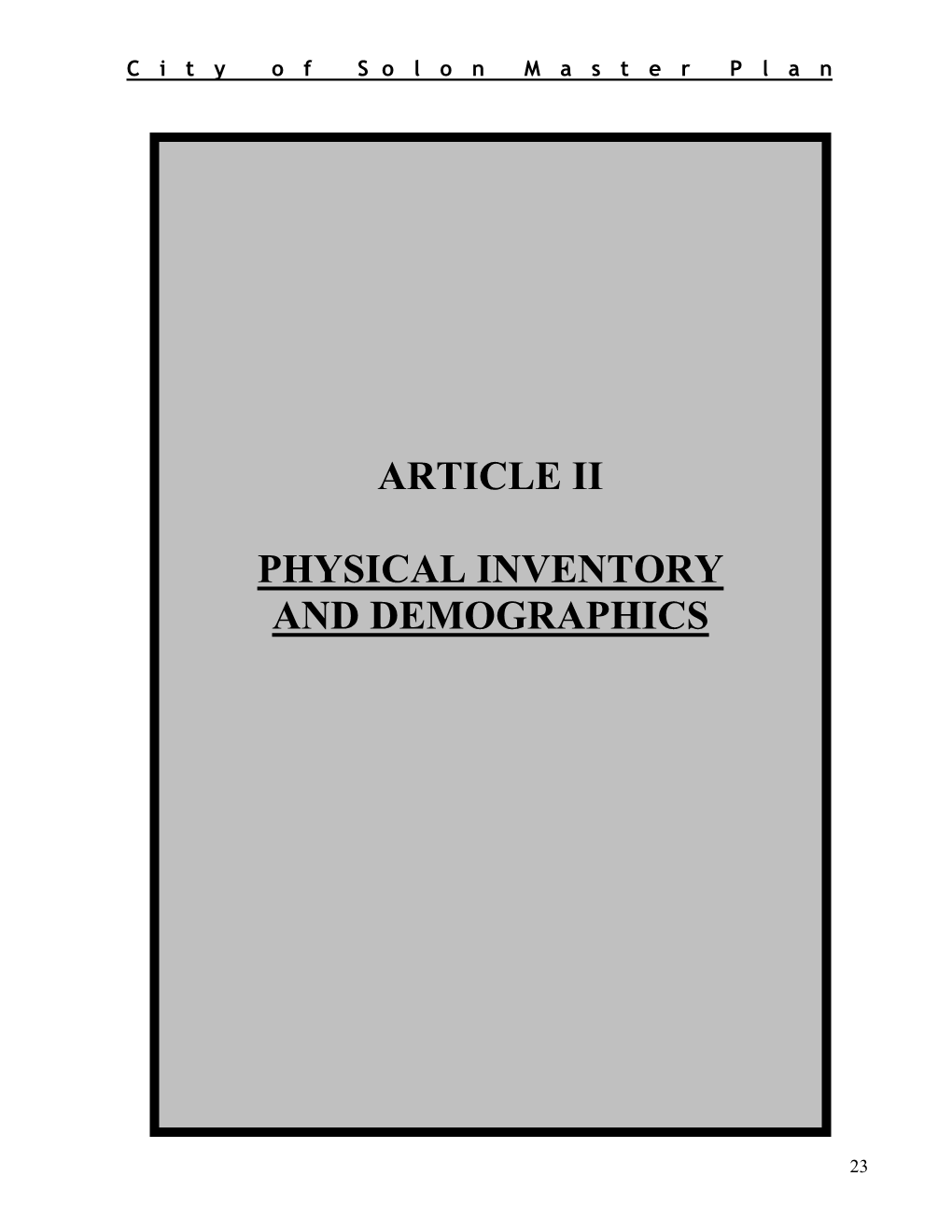 Article Ii Physical Inventory and Demographics