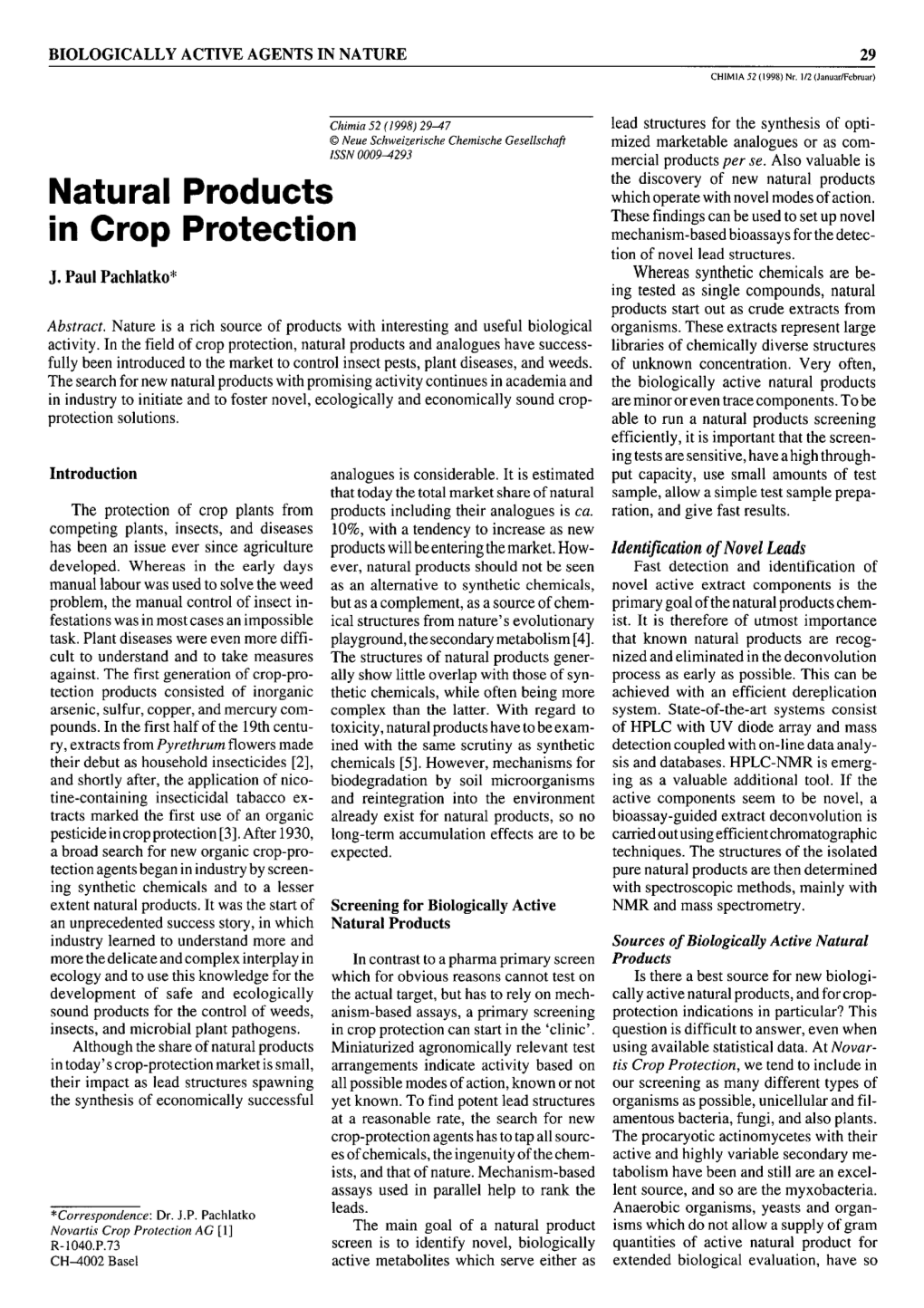 Natural Products in Crop Protection