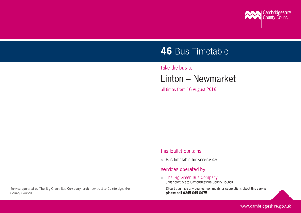 46 Bus Timetable Linton