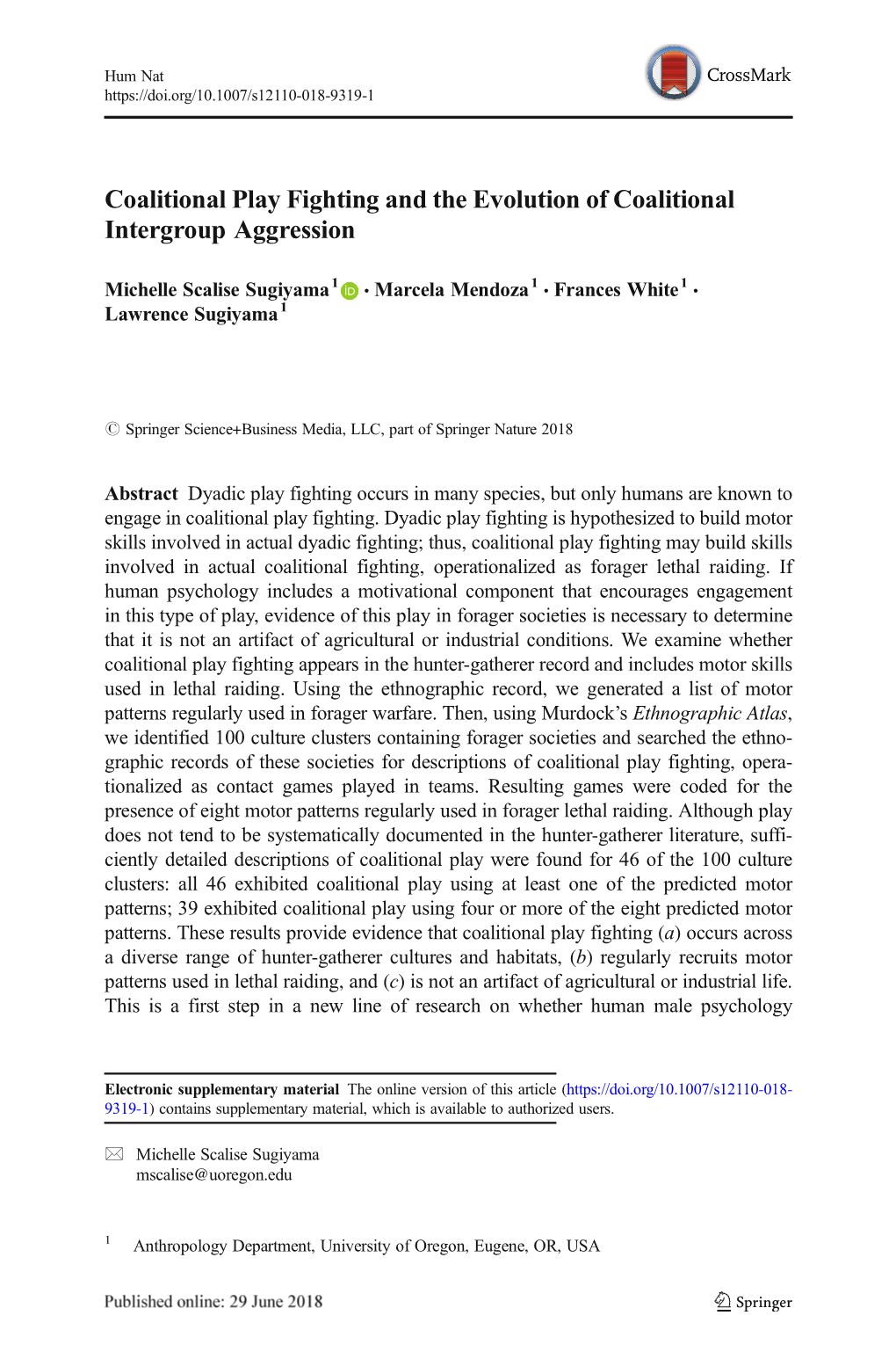 Coalitional Play Fighting and the Evolution of Coalitional Intergroup Aggression