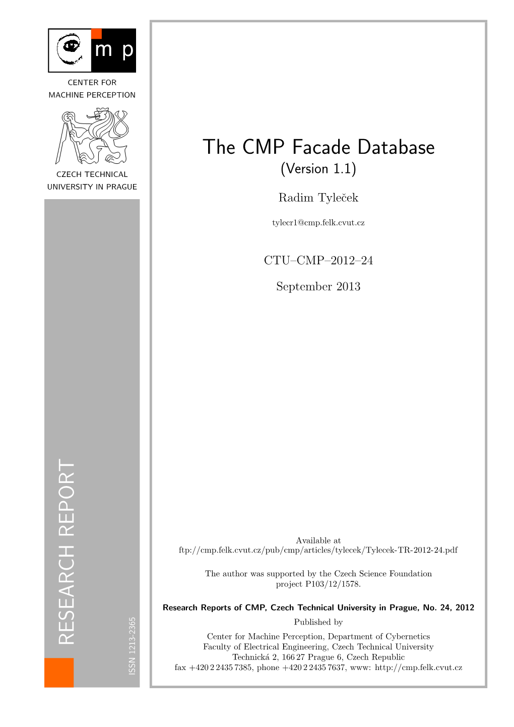 RESEARCH REPORT the CMP Facade Database