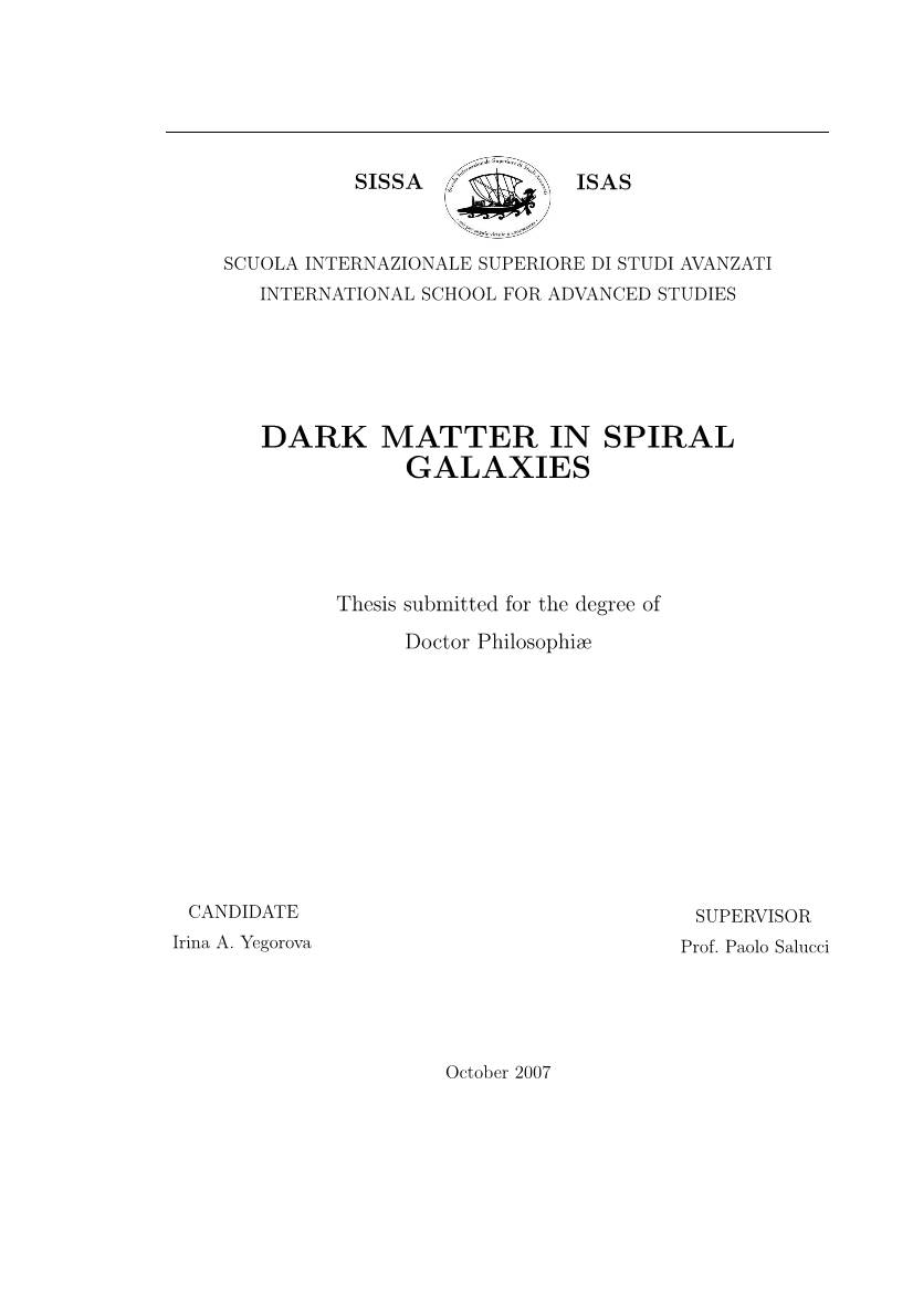 Dark Matter in Spiral Galaxies